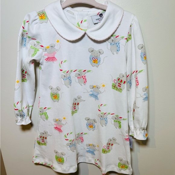 Nantucket Kids Girls Christmas Mice Candy Canes Play Dress Size 2T - Picture 2 of 5